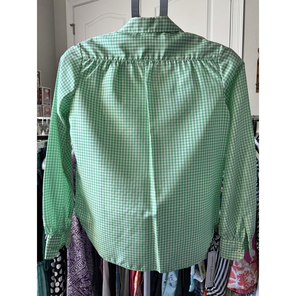 JH Collections Green And White Gingham Collared Button Up Shirt -‎ Size 8/9 - Picture 10 of 13